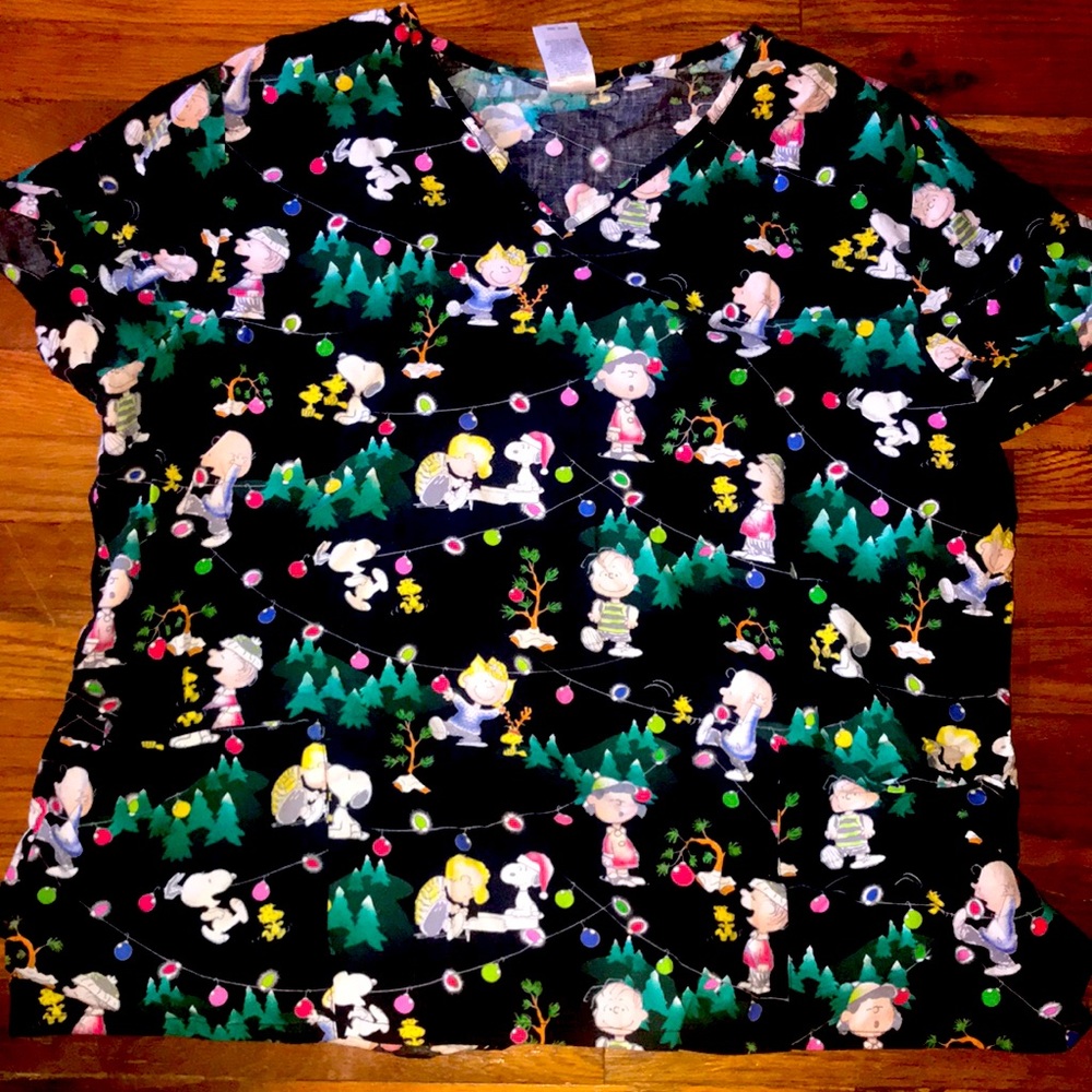Charlie Brown Christmas Scrub top 2x gently used